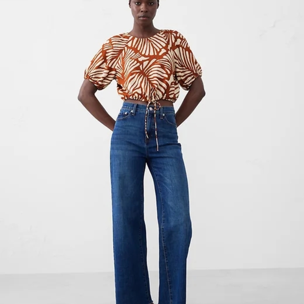Banana Republic Factory Orange (Rust) and White Blouse